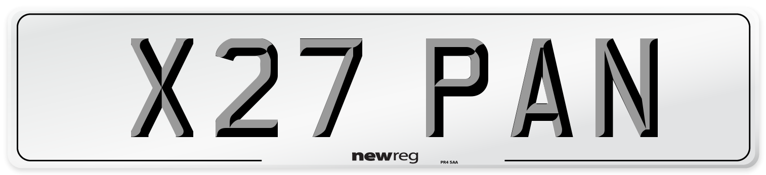 X27 PAN Number Plate from New Reg